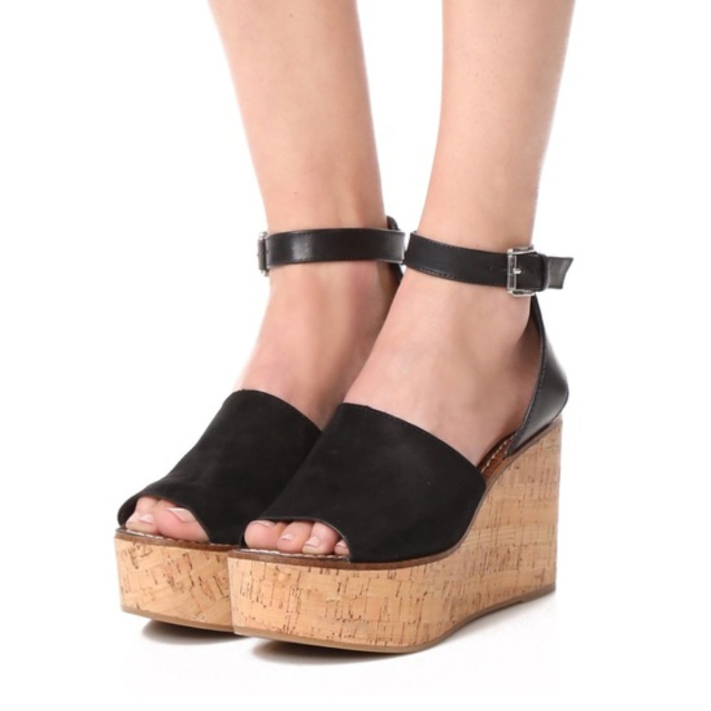 Sam Edelman Women's Black Suede Leather Wedge 6